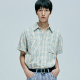 cig plaid 2 pocket work shirts green
