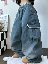 HIGH QUALITY 💍💎 LIP BALLOON PARACHUTE DENIM PANTS 🤎2 SIZE