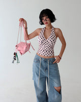 Ribbon Polka Dot Halterneck Sleeveless