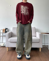 シャドープリント長袖Tシャツ