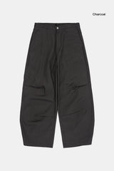 Twill snap wide cotton pants