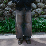 Vintage emblem denim pants / Muddy blue