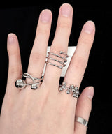 4set Unique Drop Silver Ring Set