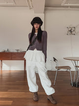 オブパールシャーリングレイヤードメッシュトップ