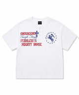 ホースレタリングヘンリーネッククロップドTシャツ - ホワイト