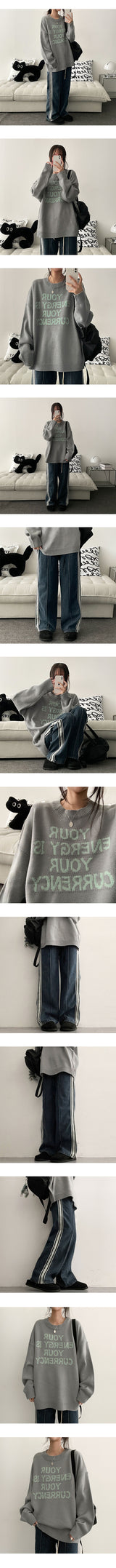 Yours Color Lettering Round Knitwear