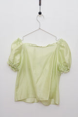 Frill Trim Tie-Front Blouse (Mint)