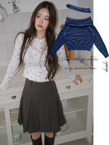 Print Cotton Bow Round Long Sleeve Tee