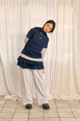 ロゴレイヤードストライプTシャツ (DARK NAVY)