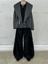 RELABEL (EVENT) Wool Coastline Revamped Patchwork Deconstructed Lapel-Enhanced Coat Jacket