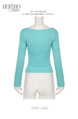 Mint Blue Square Long-Sleeve T-Shirt