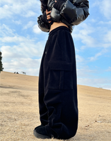(LUXURIOUS VELVET💎/NOT CHEAP)ツープレートベルベットストリングカーゴゴムパンツ