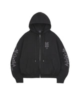 ニードルワークフーディージップアップ - Black