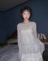 (3color) Romantic Shirring Sheer Knit