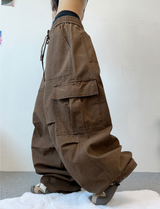 ウォッシュドパラシュートプリーツカーゴパンツ🖤🩶🤎🤍 - 4カラー