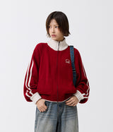 Sporty-Track-Semi-Crop-Knit-Zip-Up - 7COLOR