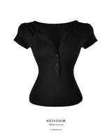 Soft Rib Button Top (4color)