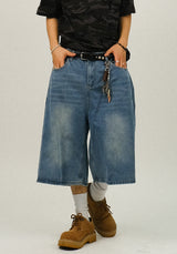 RT Side Pintuck Denim Bermuda Pants 