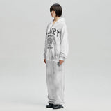 ARCH LOGO WASHED HOODIE ZIP-UP_WH