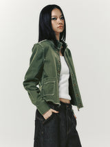 EYELET COTTON JACKET KHAKI