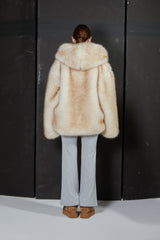 TWO TONE FUR JACKET -IVORY