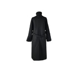 Naren High Neck Quilted Wool Belt Long Coat