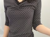 Lace V-Shirring Dot Top