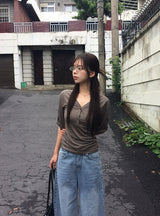 Diro Pocket Adjust Wide Washing Denim Pants