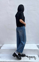 オープンシームブルーデニムパンツ code 25005