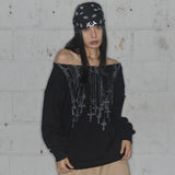 ネックレスワンショルダースウェットシャツ (ブラック) F25ZB037
