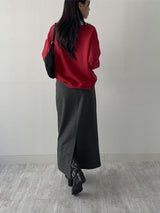 [FW] Striped Wool H-Line Long Skirt