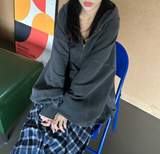 (UNISEX/2WAY) ビッグフードピグメントボクシーヒップルーズジップアップ - 2 COLOR