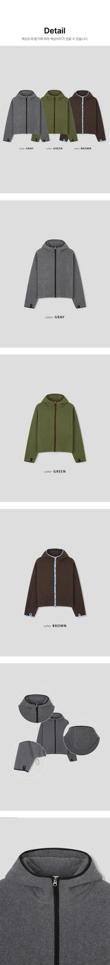 [Unisex]ラインフリース フード ジップアップ(3color)