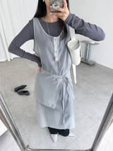 button sheer dress (3color)