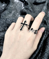 Black flower Ring