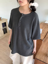 ワッフルボタンオーバーサイズTシャツ (3C)