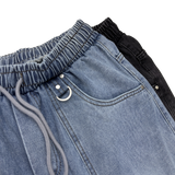 overlap denim pocket pants