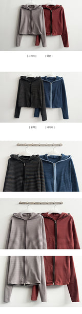 リブスパンデックス2wayダンガラクロップフードジップアップ