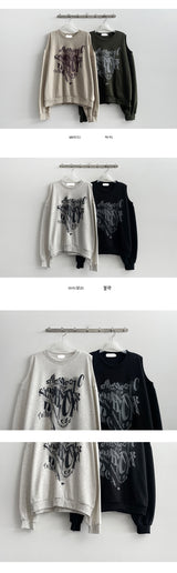 Needen Lettering Shoulder Slit Sweatshirt (4 colors)