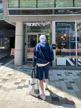 LMNシティオーバーサイズフィットフーデッドジップアップカーゴショーツセット (7 colors)