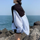 [BELLIDE MADE/Blocked sunlight] フェアリーサーチャーオーバーサイズフィットストライプシャツ