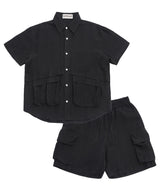 Loose Fit Utility Linen Set_Black