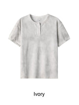 Ferrer Vintage Ribbed Henley Neck Short Sleeve Tee
