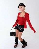 26FW Shirring Tube Top & Cardigan Set