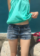 LINE MICRO DENIM SHORTS