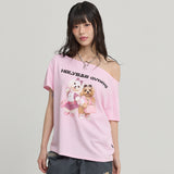 マルチーズギャルオフショルダーハーフスリーブTシャツ