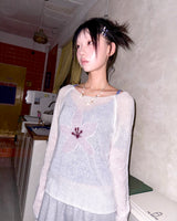 (3color) Soft Flower Sheer Wool Knit