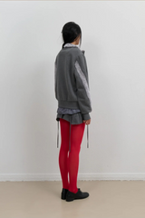 Fur Trim Jersey Zip-up / Charcoal