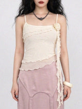 ローズドレープメッシュキャミソール (IVORY, BLACK 2COLORS!)