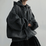 [High quality!] Pett incision boxy denim hooded jumper (2 colors)